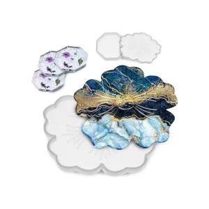 El juego de 8 moldes de resina de silicona de posavasos_6