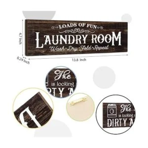 2 letreros de madera para cuarto de servicio decoración_3