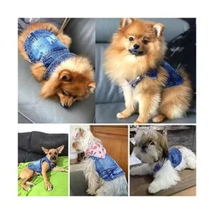 LKEX Chaqueta de mezclilla para perro camisa de mezclilla_7