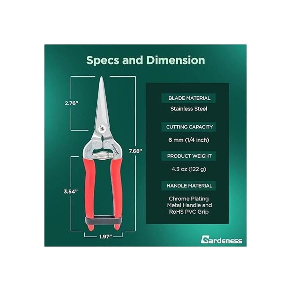 Gardeness Cortadora de poda recta con hoja dentada de_3
