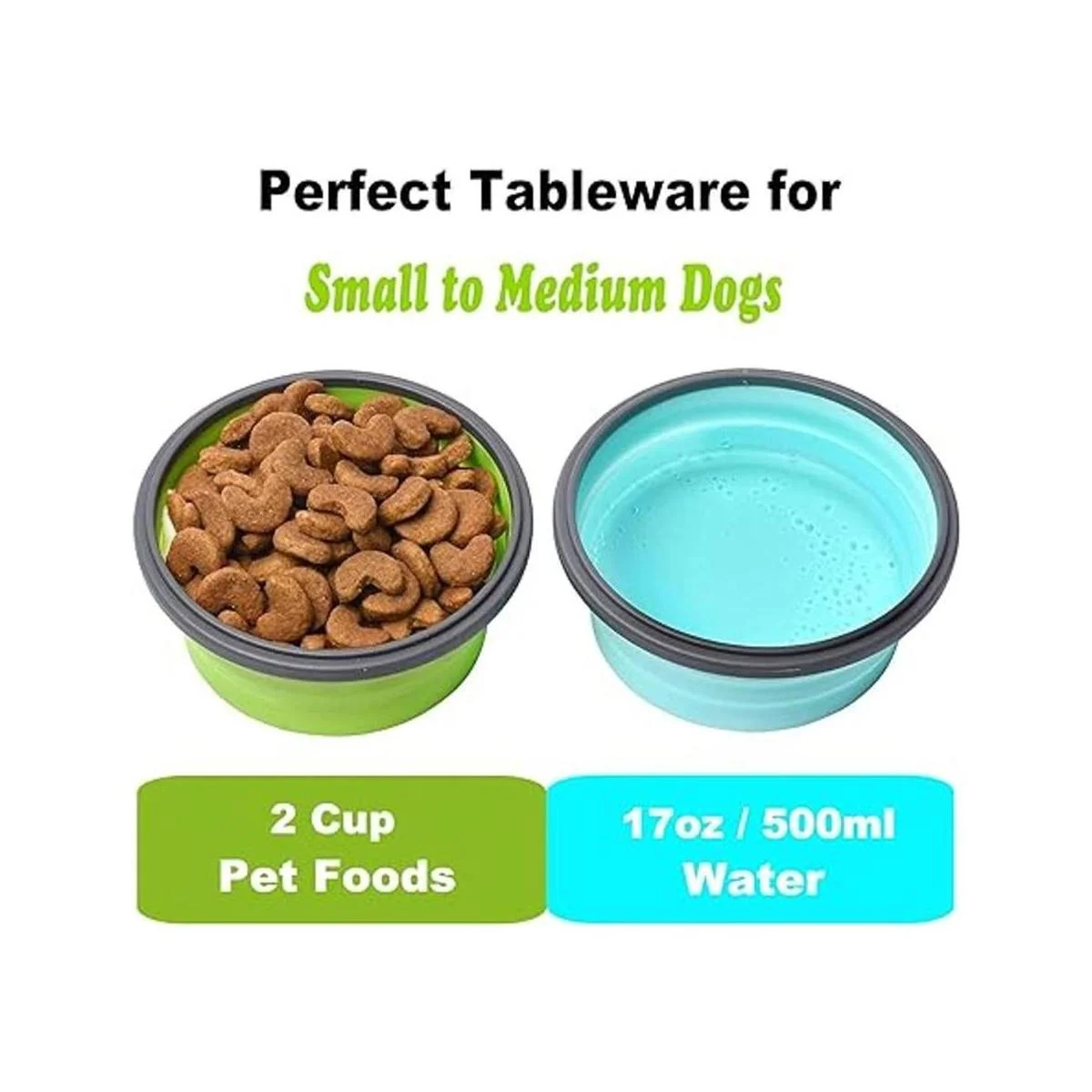 Joyinjojo Juego de 2 cuencos plegables para perros de_3