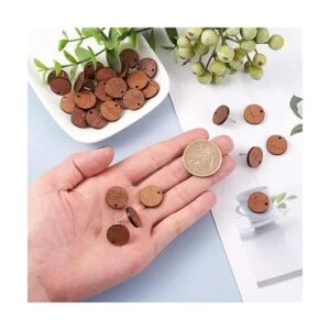 de aretes de madera natural con diseño de disco redondo_6