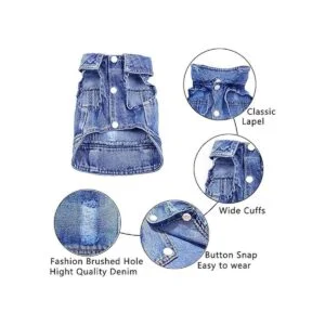 LKEX Chaqueta de mezclilla para perro camisa de mezclilla_4