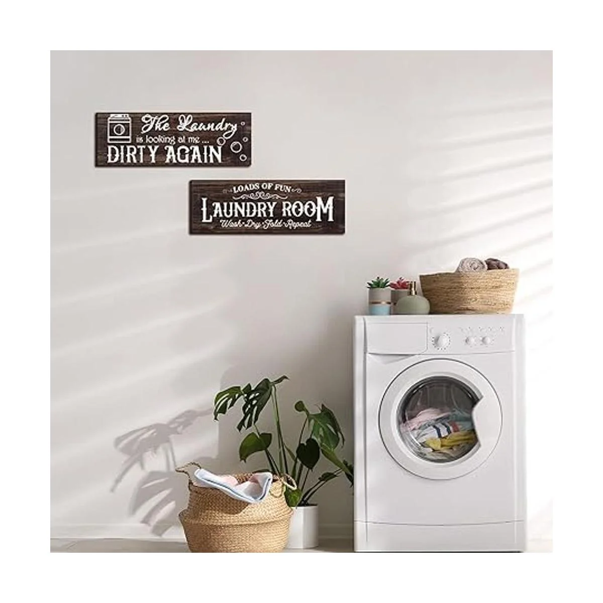 2 letreros de madera para cuarto de servicio decoración_2