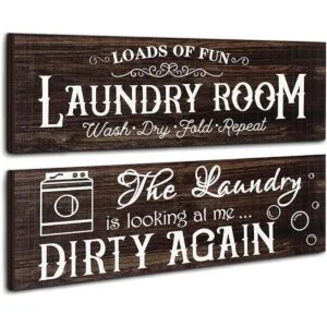 2 letreros de madera para cuarto de servicio decoración_1