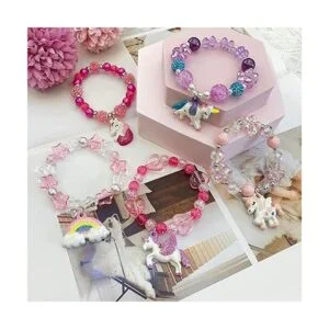 EleMirsa 5 pulseras de unicornio para niñas y niños con_2