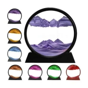 ANBOER Marco redondo de vidrio con arena líquida en_1