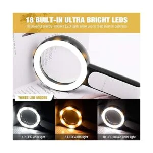 JMH Lupa con luz lupa grande de mano de 30 x 18 LED luz_5