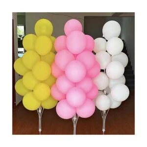 Paquete de 60 globos de látex rosa amarillo y blanco de 12_5
