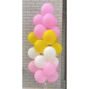 Paquete de 60 globos de látex rosa amarillo y blanco de 12_6