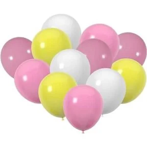 Paquete de 60 globos de látex rosa amarillo y blanco de 12_1