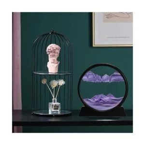 ANBOER Marco redondo de vidrio con arena líquida en_3