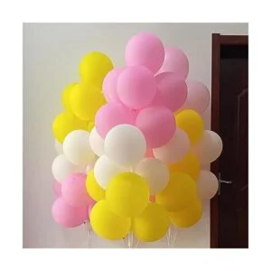 Paquete de 60 globos de látex rosa amarillo y blanco de 12_7