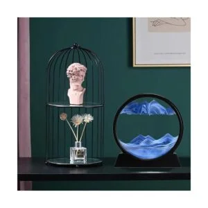 ANBOER Marco redondo de vidrio con arena líquida en_2