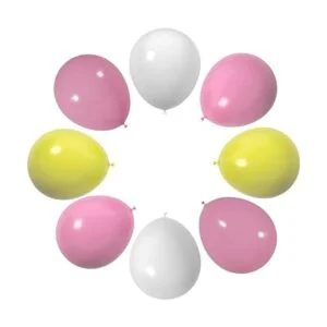 Paquete de 60 globos de látex rosa amarillo y blanco de 12_2