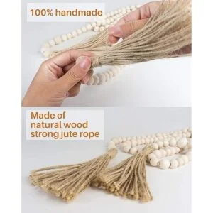 Guirnalda de cuentas de madera con borlas guirnalda de_4