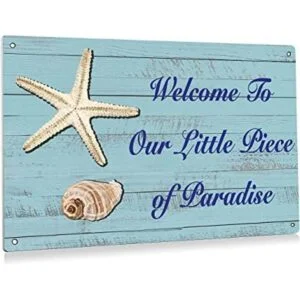 BEASTZHENG Letrero de metal con texto Welcome to Our_1