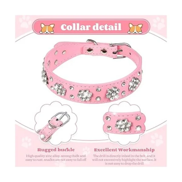 Collar de perro de piel sintética con diamantes de_2