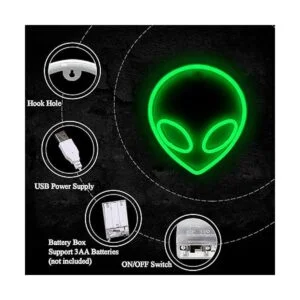 NICETHUMB Letrero de neón alienígena para decoración de_2