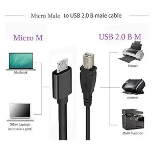 Traovien Cable micro USB a impresora 2 unidades micro_3