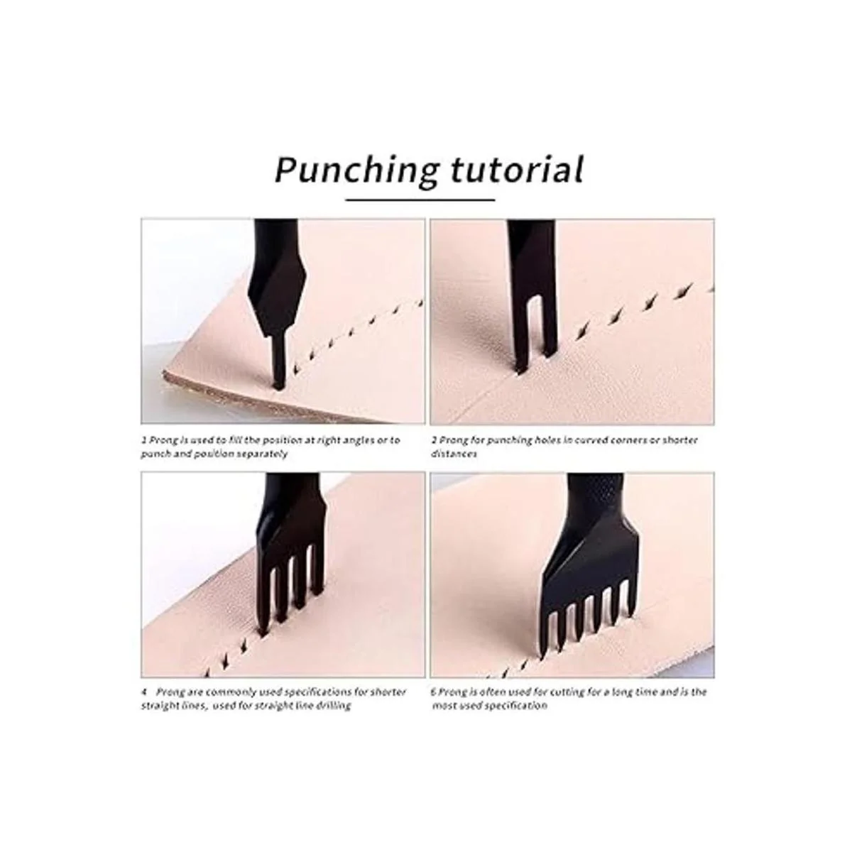 Juego de 4 herramientas de perforación de cuero para_5