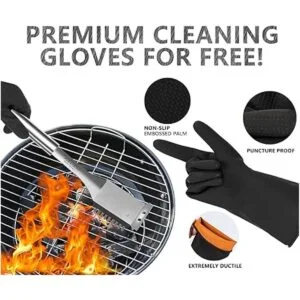 SEETEN Cepillo de parrilla y raspador con 1 guante de_5
