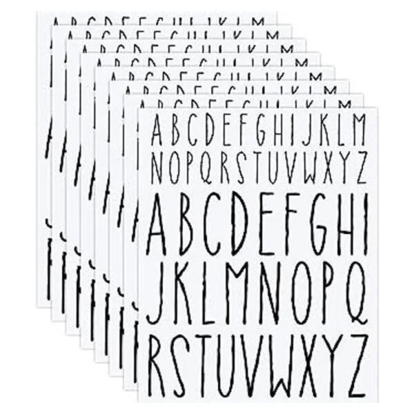 8 hojas de calcomanías de letras mayúsculas letras del_1