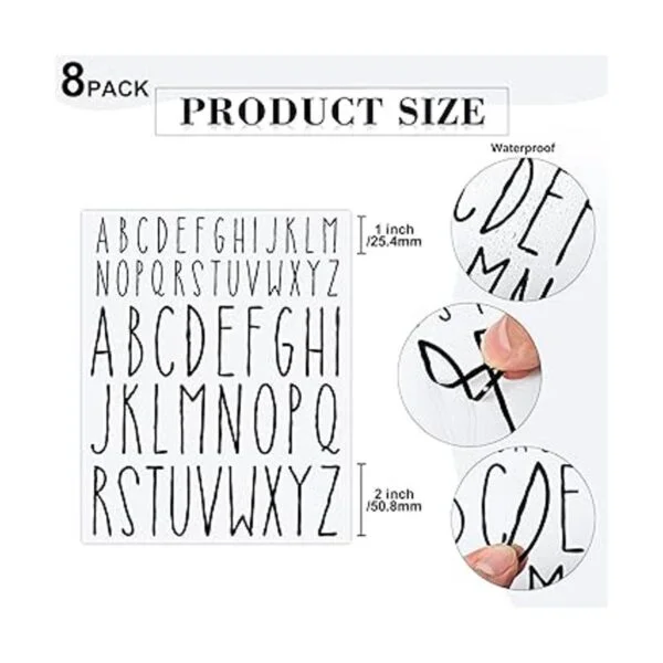 8 hojas de calcomanías de letras mayúsculas letras del_2
