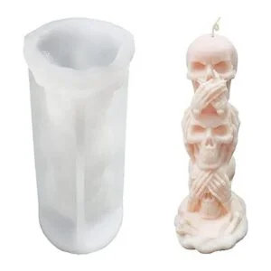 Molde de vela de calavera 3D columna de resina de_1