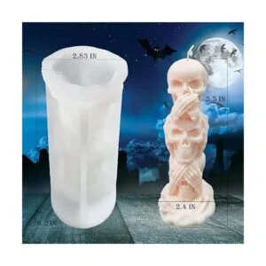 Molde de vela de calavera 3D columna de resina de_2