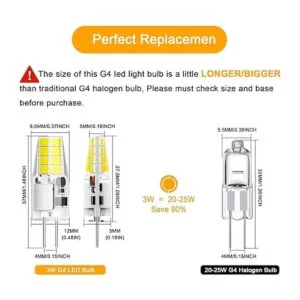 Bombilla LED G4 T3 JC con base bipin de 3 W CACC 12 V_2