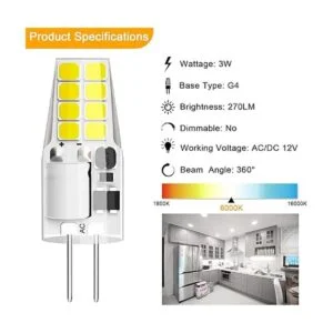 Bombilla LED G4 T3 JC con base bipin de 3 W CACC 12 V_4