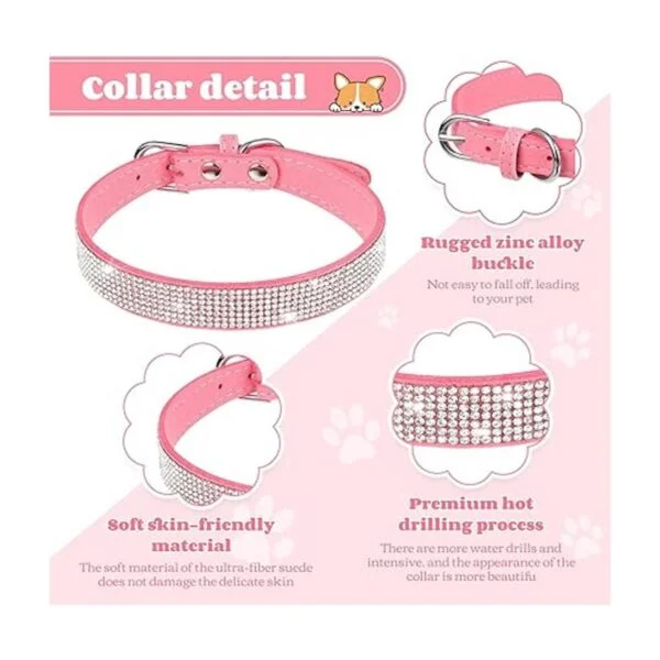 Collar de perro de piel sintética con diamantes de_5