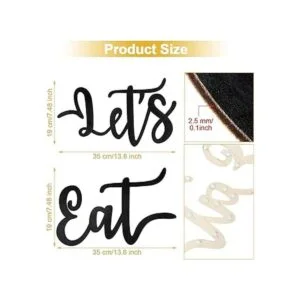 2 piezas de madera Lets Eat Sign rústica negro recorte_2