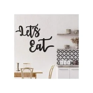 2 piezas de madera Lets Eat Sign rústica negro recorte_7
