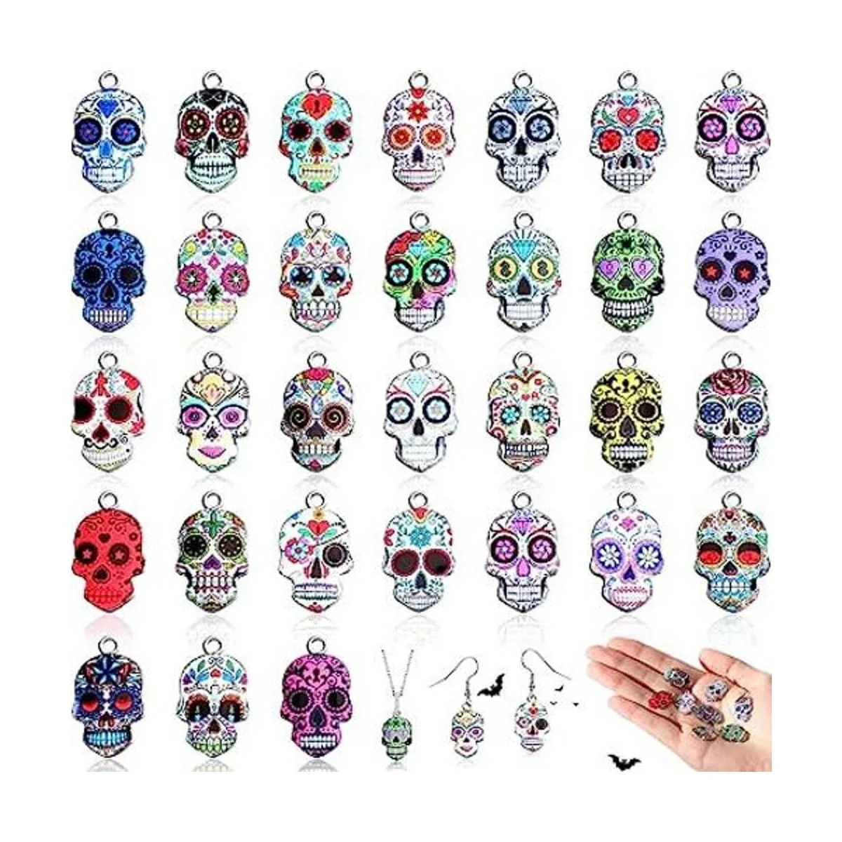 62 dijes de calavera de Halloween para el día de los_1