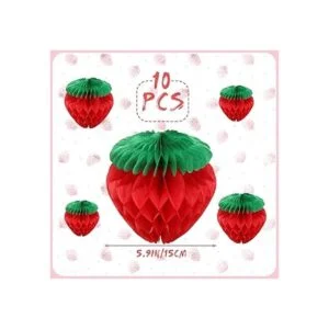 Skylety 10 bolas de papel de nido de abeja de fresa de 6_2