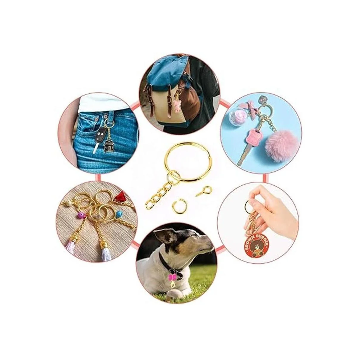 Shynek Llavero con cadena 360 anillos de oro con anillos_3