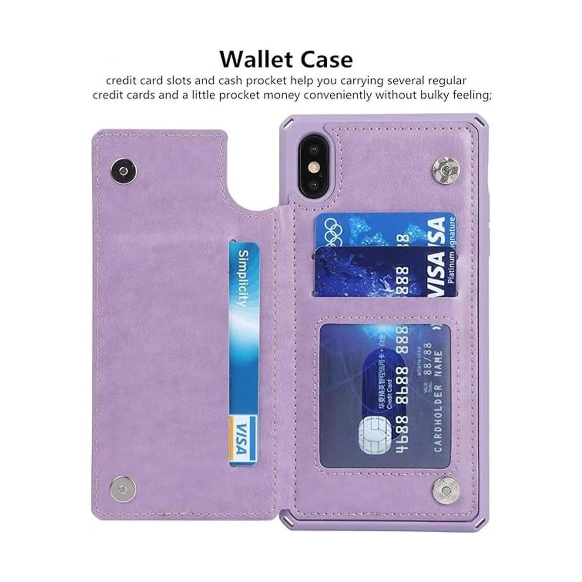 iCoverCase Funda tipo cartera para iPhone XXS con ranuras_5