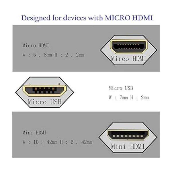 Adaptador de cable micro HDMI a HDMI de 19.7 in ángulo de_3