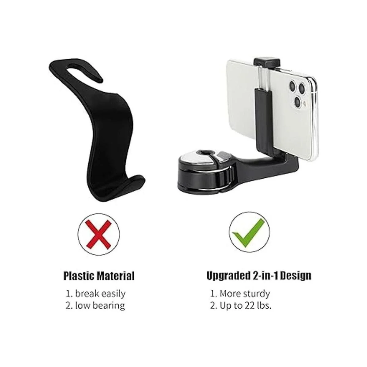 TOOVREN Paquete de 2 ganchos de automóvil mejorados para_2