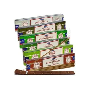 Satya Paquete variado de palitos de incienso 8 y soporte_1