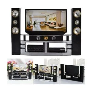 Acxico 1 pieza casa de muñecas miniatura mini TV casa de_6