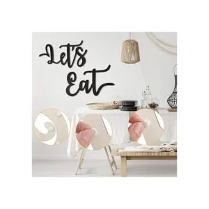 2 piezas de madera Lets Eat Sign rústica negro recorte_3