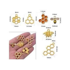 50pcs Honeycomb Bee Charms Esmalte Abeja Charms Rhinestone_3