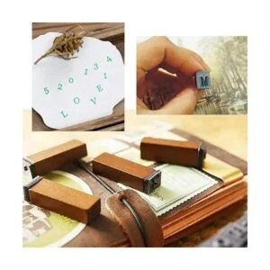 70 sellos de goma de madera del alfabeto con números de_7