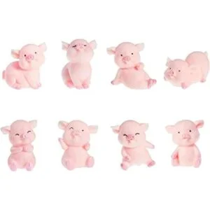 8 figuras de cerdo en miniatura decoración de pastel de_1