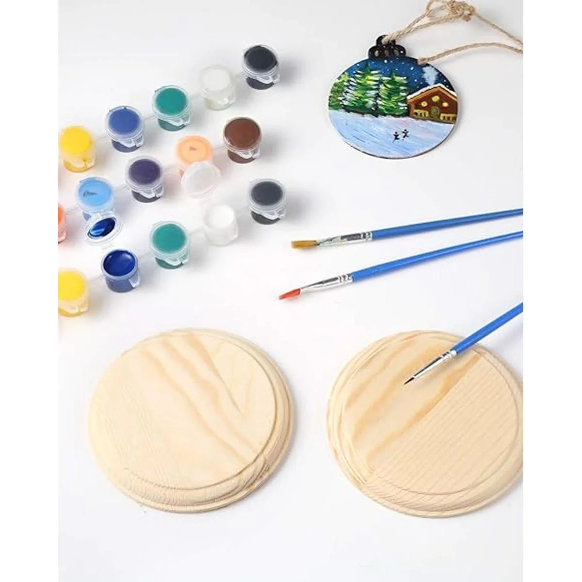 Pllieay 2 placas redondas de madera de 4 pulgadas base de_3