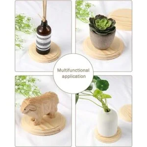 Pllieay 2 placas redondas de madera de 4 pulgadas base de_5