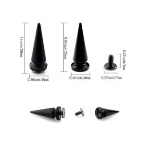FAZHBARY 40 pares de clavos de cono negro punk remaches y_2